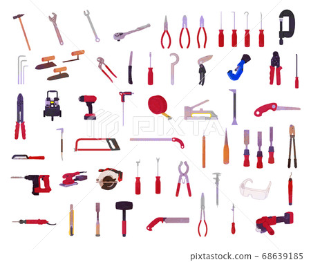 Tool illustration set material / analog style 68639185