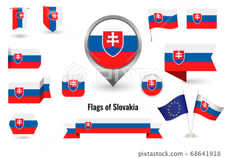 The Flag of Slovakia. Big set of icons and symbols. 68641918