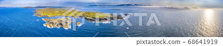 Aerial view of the coastline at Daros in County Donegal - Ireland. 68641919