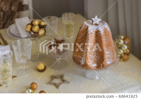 Happy Christmas tableware background. Happy Christmas tableware background. 68641925