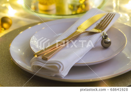 Xmas tableware background. Xmas tableware background. 68641928