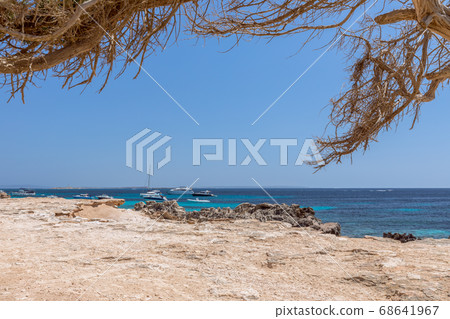 Seascape with sea and boats. Ibiza island, Balearic Islands. Spain 68641967