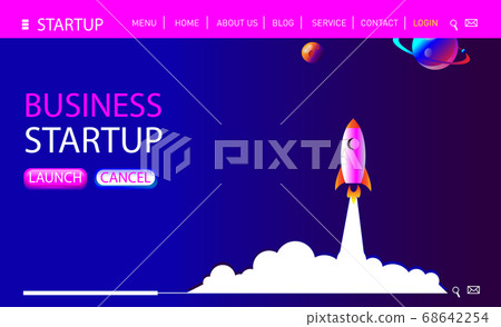 Business concept of banner with startup rocket.Launch rocket vector background. Banner for the Internet Business concept of banner with startup rocket.Launch rocket vector background. Banner for the Internet 68642254