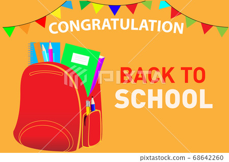 Vector poster back to school. With falling golden leaves and a school board Vector poster back to school. With falling golden leaves and a school board 68642260