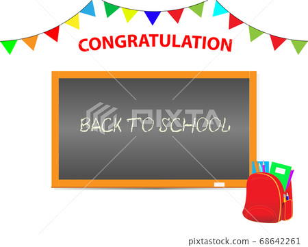 Vector poster back to school. With falling golden leaves and a school board Vector poster back to school. With falling golden leaves and a school board 68642261