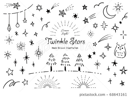 Hand-drawn illustration set of fashionable stars Pen drawing 68643161