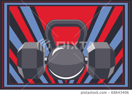Dumbbells and kettlebell retro design-插圖素材 [68643406] - PIXTA圖庫