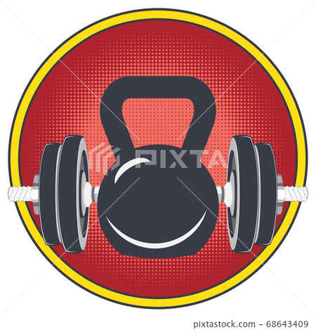 Dumbbells and kettlebell retro design - Stock Illustration [68643409 ...