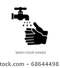 Hand Washing Flat Icon Isolated on white Vector. 68644498