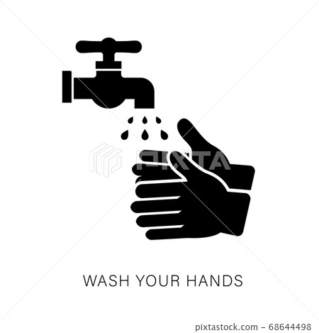 Hand Washing Flat Icon Isolated on white Vector. Hand Washing Flat Icon Isolated on white Vector. 68644498