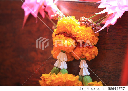 Phuang Malai - a Thai form of floral garland for welcoming lucky Phuang Malai - a Thai form of floral garland for welcoming lucky 68644757