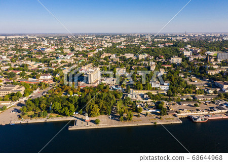 Kherson city park near the embankment Ukraine aerial view. 68644968