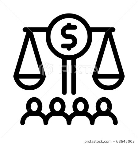 scales with money nd businesspeople icon vector outline illustration 68645002
