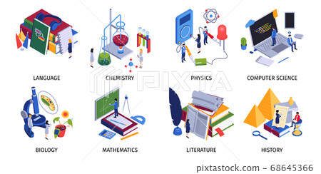 School Subjects Isometric Set School Subjects Isometric Set 68645366