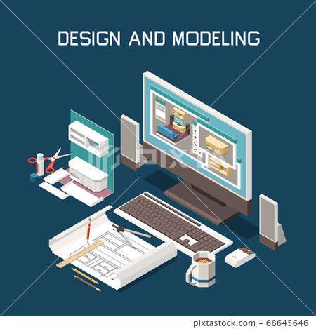 Carpentry Modeling Isometric Composition   68645646