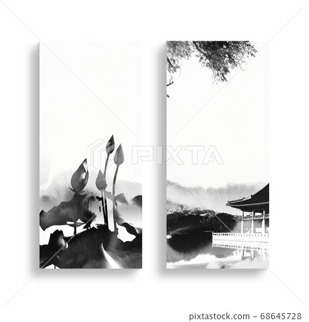 Korean traditional calligraphy background, Chuseok, watercolor background 68645728