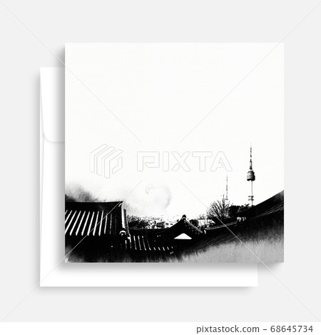 韓國傳統書法背景,中秋,水彩背景 韓國傳統書法背景,中秋,水彩背景 68645734