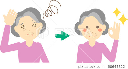 Elderly woman who recovered from dizziness Elderly woman who recovered from dizziness 68645822