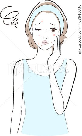 Women who suffer from acne skin 68646330