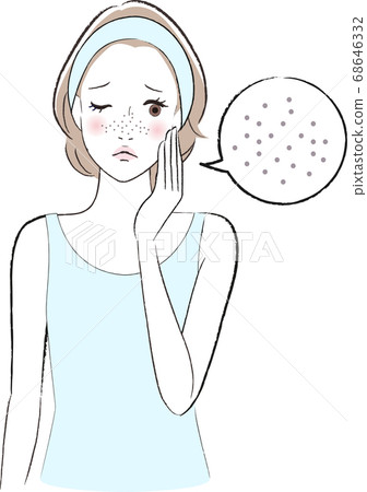 Illustration of a woman with noticeable pores on the face 68646332