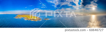 Aerial view of the coastline at Daros in County Donegal - Ireland. Aerial view of the coastline at Daros in County Donegal - Ireland. 68646727