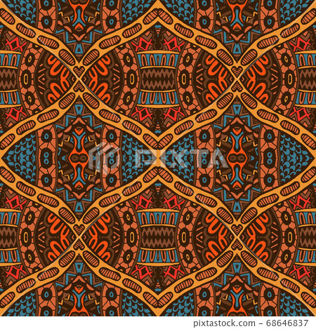 Vector seamless pattern flower colorful ethnic - Stock Illustration ...