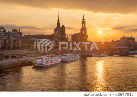 Dresden, Germany cityscape over the Elbe River 68647013