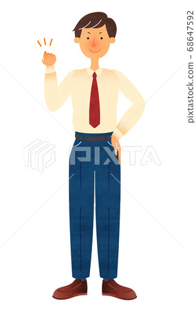 A Young Man In A Suit Making A Guts Pose With Stock Illustration