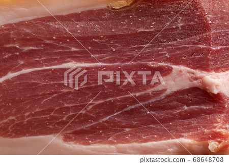 texture of a pork slice of prosciutto, full frame texture of a pork slice of prosciutto, full frame 68648708