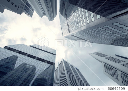 View of modern business skyscrapers glass and sky view landscape of commercial building in central city 68649309