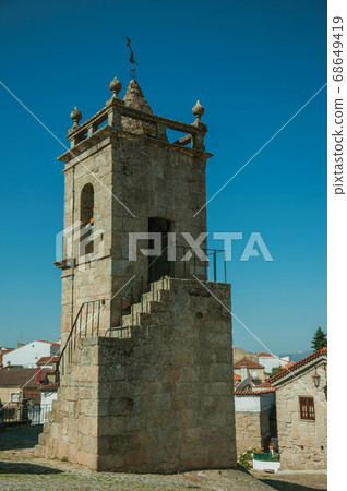 Medieval bell tower made of stone with staircase 68649419