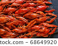 Background of beautiful, delicious boiled red crayfish 68649920