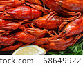 Background of beautiful, delicious boiled red crayfish 68649922