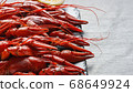 Background of beautiful, delicious boiled red crayfish 68649924