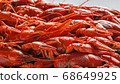 Background of beautiful, delicious boiled red crayfish 68649925