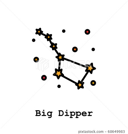 Constellation Ursa Major (Big Dipper, Great Bear) color icon thin line, linear, outline vector. Constellation Ursa Major (Big Dipper, Great Bear) simple sign, logo. 68649983