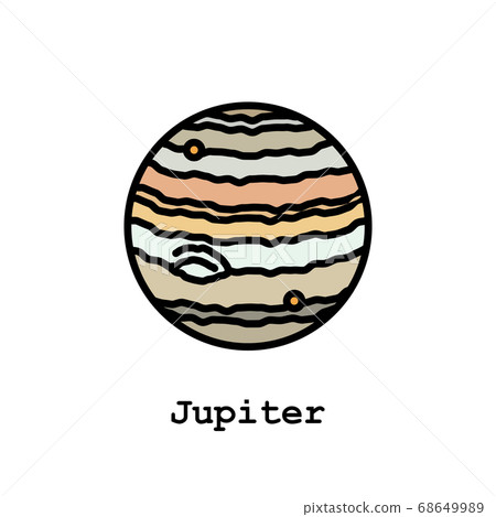Jupiter planet color icon thin line, linear, outline vector. Jupiter planet simple sign, logo 68649989