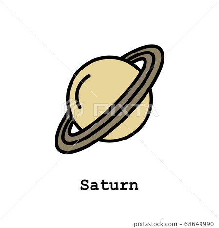Saturn planet color icon thin line, linear, outline vector. Saturn planet simple sign, logo Saturn planet color icon thin line, linear, outline vector. Saturn planet simple sign, logo 68649990