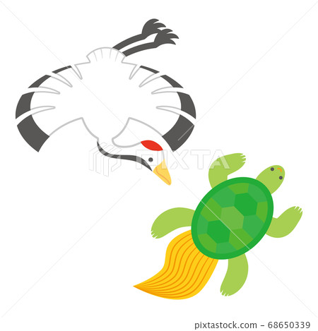 Cute crane and turtle 68650339