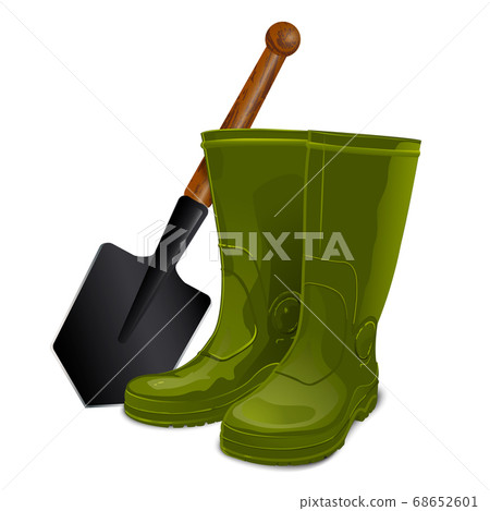 Rubber boots and a shovel 68652601
