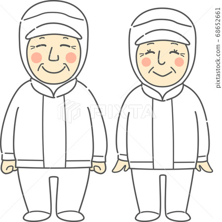 Middle-aged and senior men and women in dust-free clothes-Smiley White 68652661