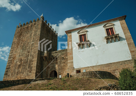 Castle and square tower over rocky hill 68652835