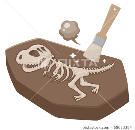 Illustration to excavate the fossil of Tyrannosaurus_brush Illustration to excavate the fossil of Tyrannosaurus_brush 68653394