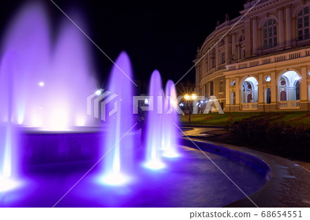 night view of Opera house in Odessa city, Ukraine. night view of Opera house in Odessa city, Ukraine. 68654551