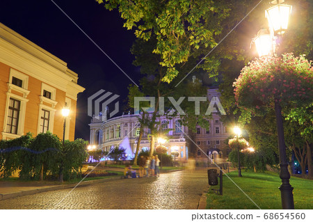 night view of Opera house in Odessa city, Ukraine. night view of Opera house in Odessa city, Ukraine. 68654560