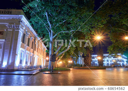 night view of Primorsky boulevard in Odessa city, night view of Primorsky boulevard in Odessa city, 68654562