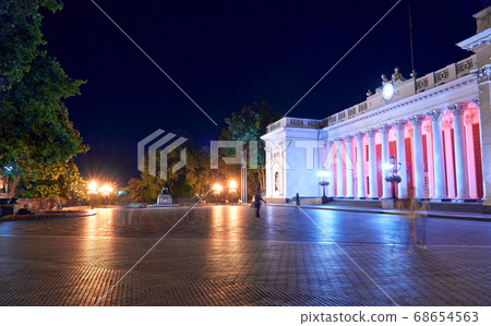 night view of Primorsky boulevard in Odessa city, night view of Primorsky boulevard in Odessa city, 68654563