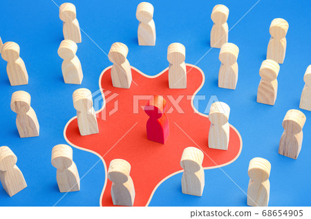 Red man spreads his influence over people around him. Unite people on a new idea. Collaboration, cooperation. Recruiting followers. Influencer manipulator, intriguer. Toxic worker Red man spreads his influence over people around him. Unite people on a new idea. Collaboration, cooperation. Recruiting followers. Influencer manipulator, intriguer. Toxic worker 68654905