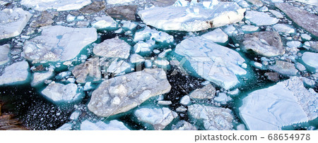 Iceberg aerial photo - giant icebergs in Disko Bay on greenland 68654978