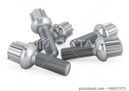 Anti-theft bolts, lug lock bolts. 3D rendering 68655572